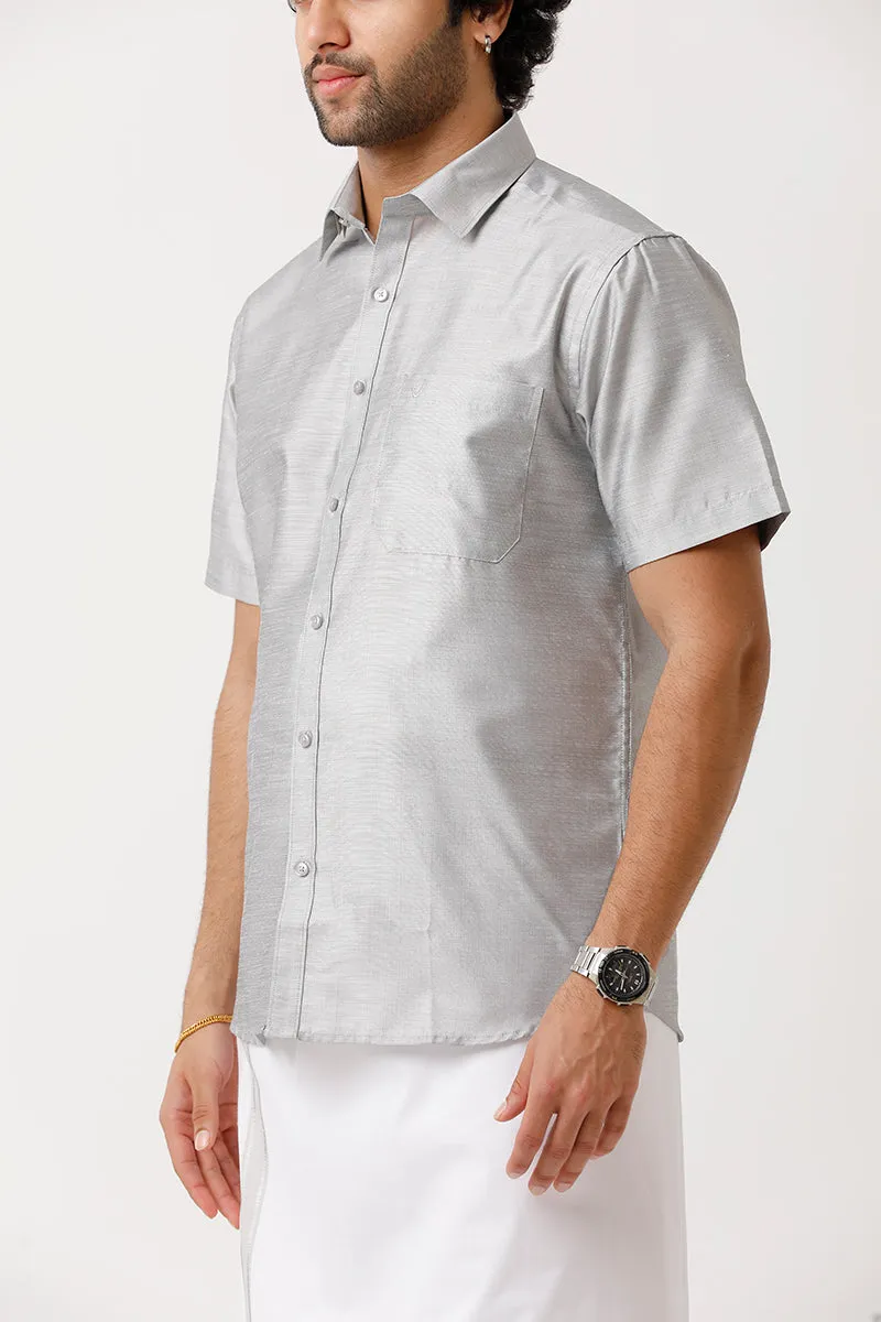 Divine - Gray Matching Shirt and Dhoti Set For Men | Uathayam