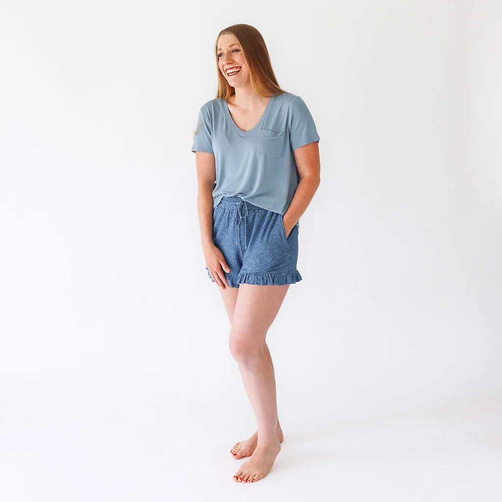 Dusty Blue Women's V-Neck Tee