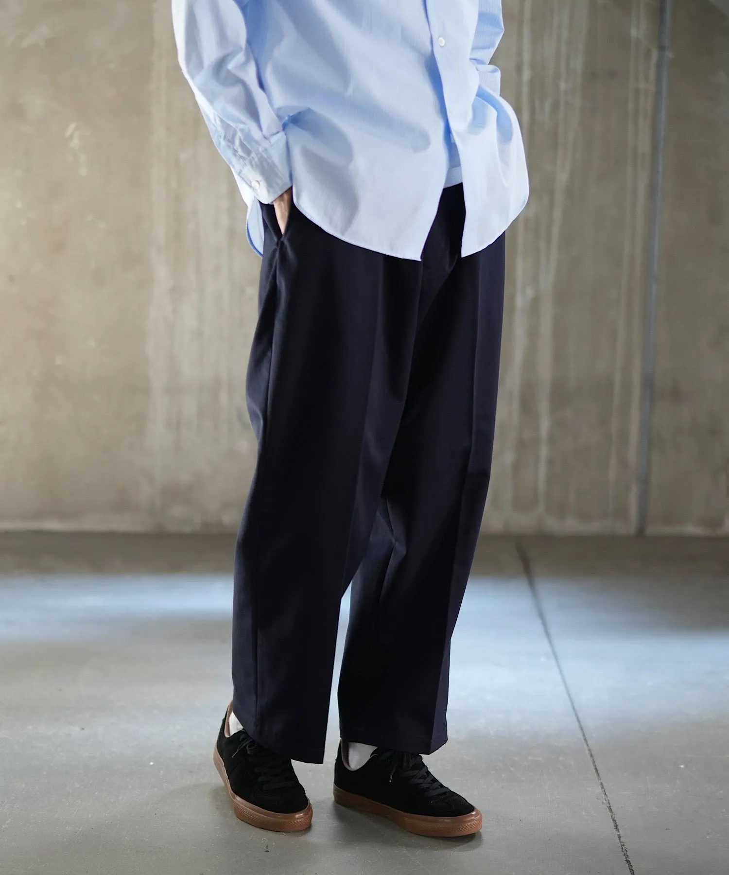 Easy Wide Tapered Pants "NAVY"