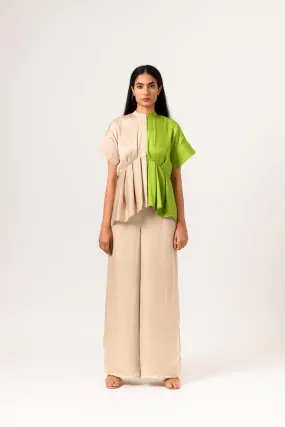 Ecru-Green Half-Half Co-ord Set