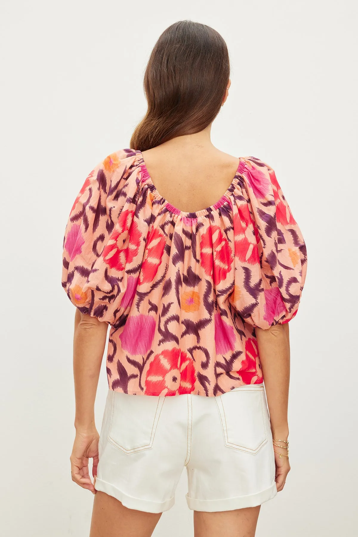 EDLIN PRINTED SILK COTTON VOILE TOP