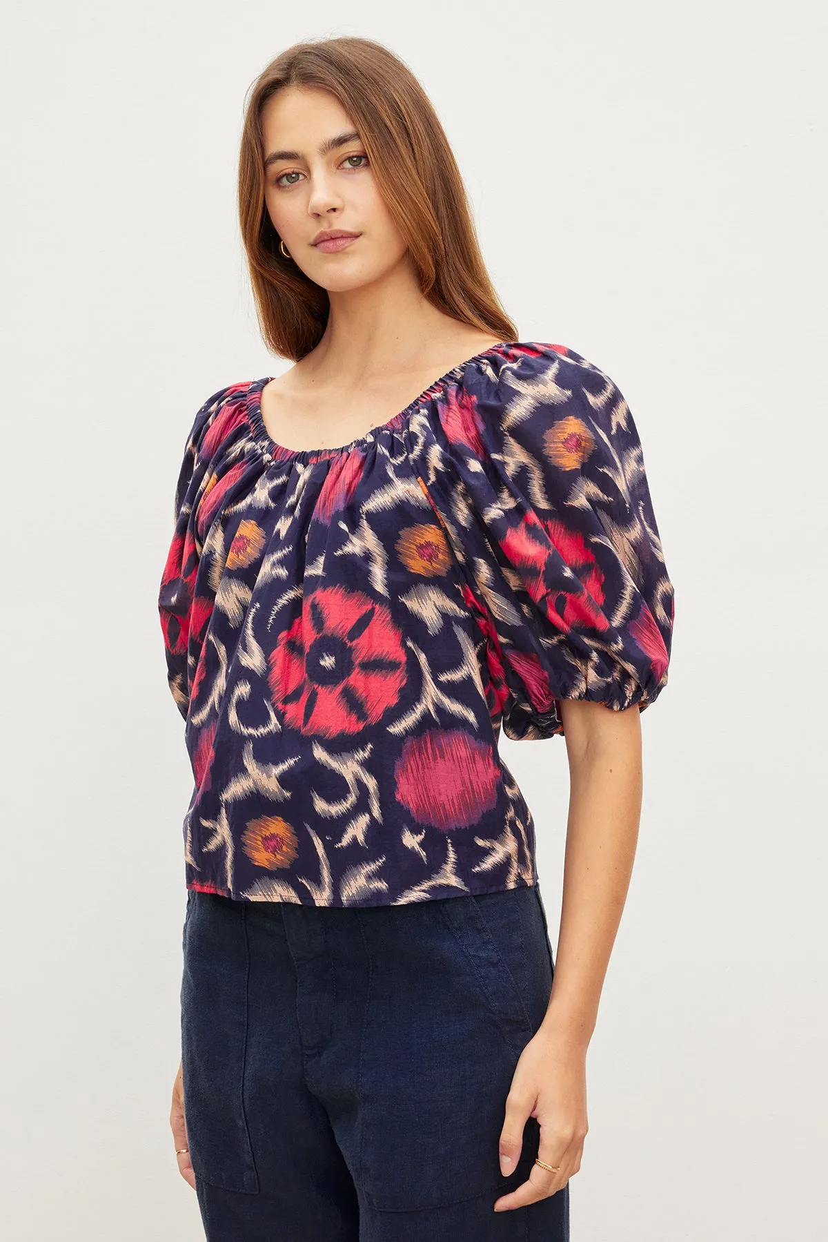 EDLIN PRINTED SILK COTTON VOILE TOP