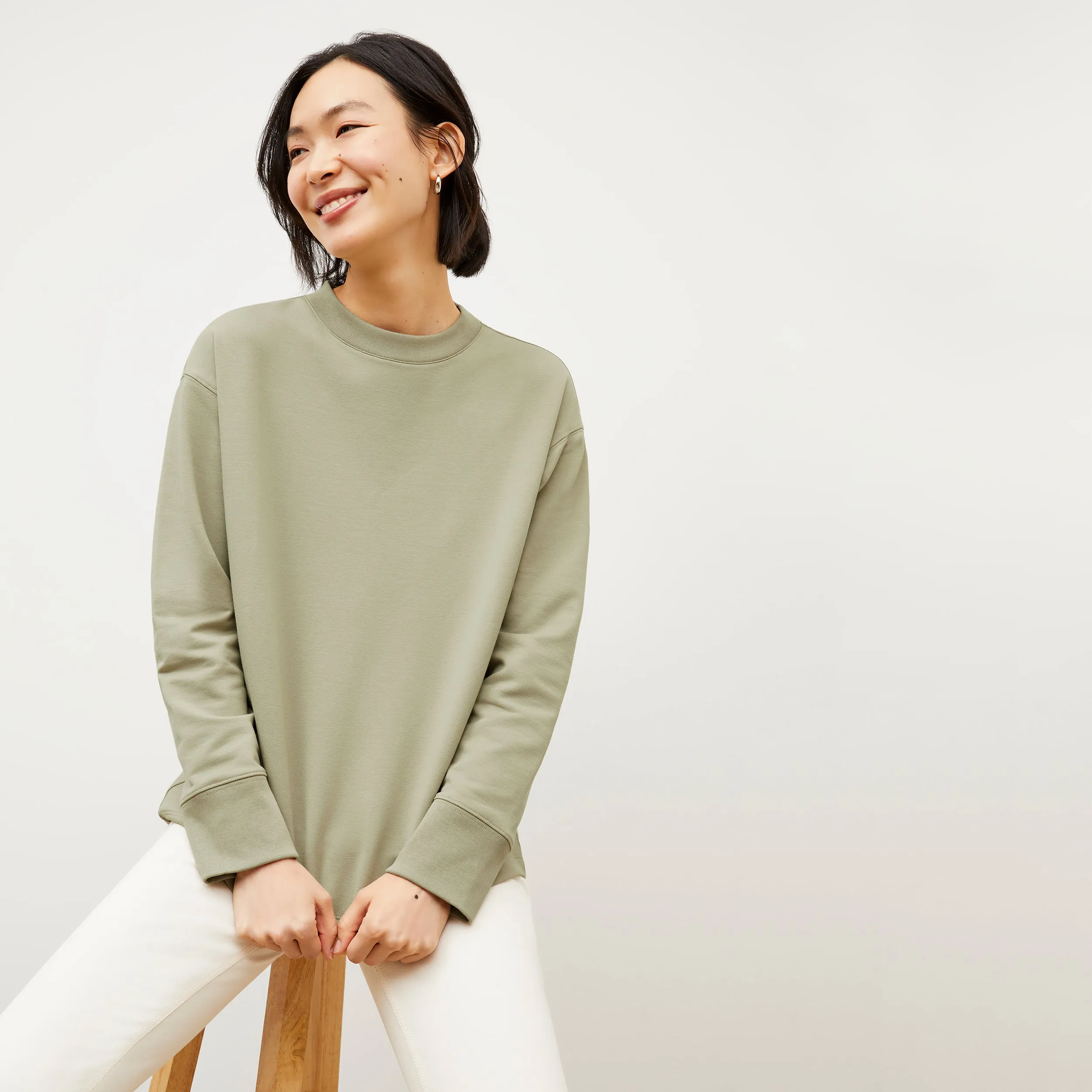 Ellie Pullover - Light French Terry :: Laurel Green