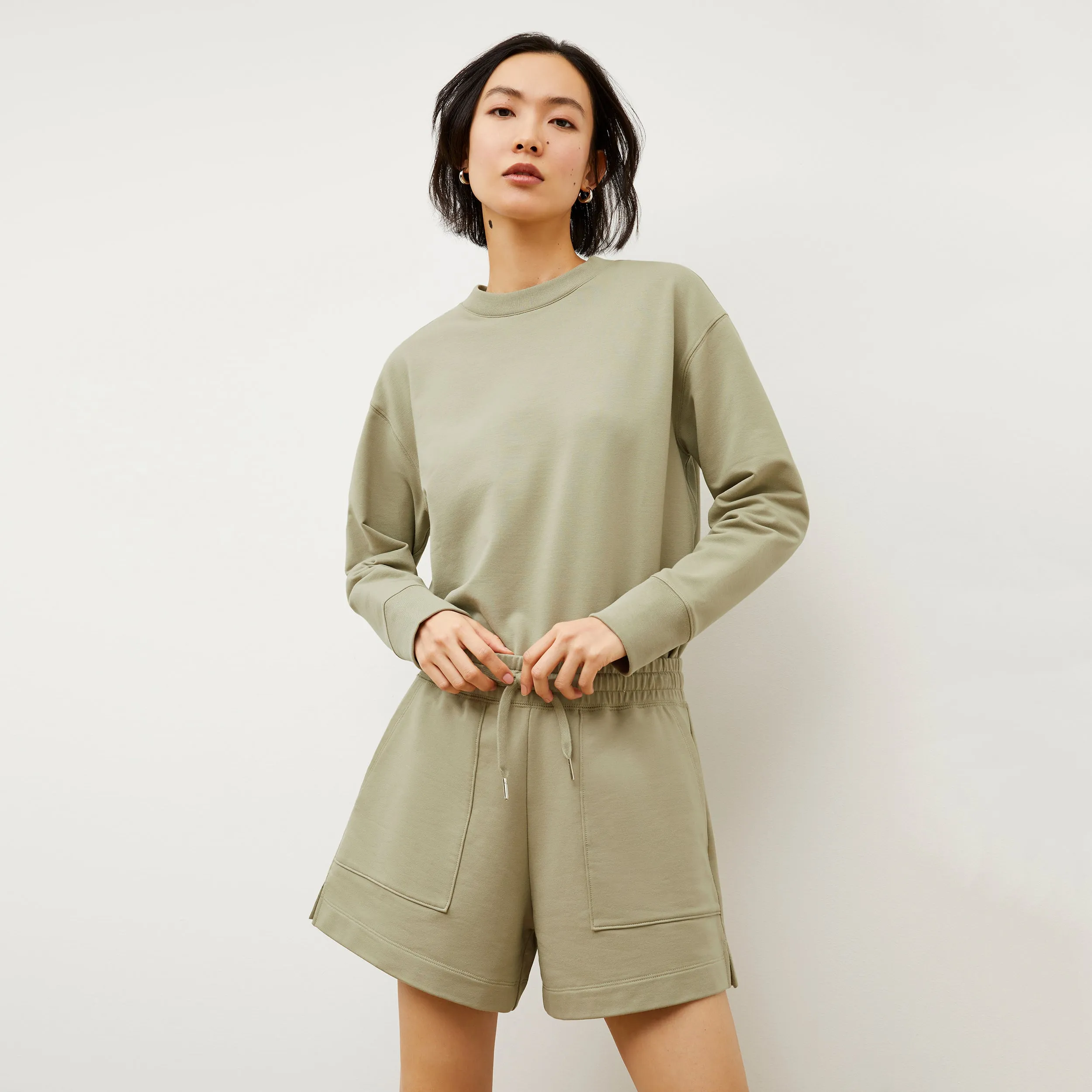 Ellie Pullover - Light French Terry :: Laurel Green