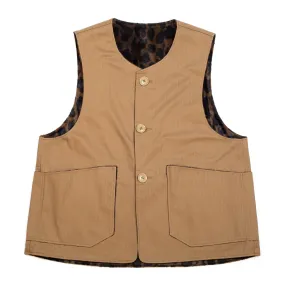 Engineered Garments Over Vest Brown Cotton Herringbone Twill