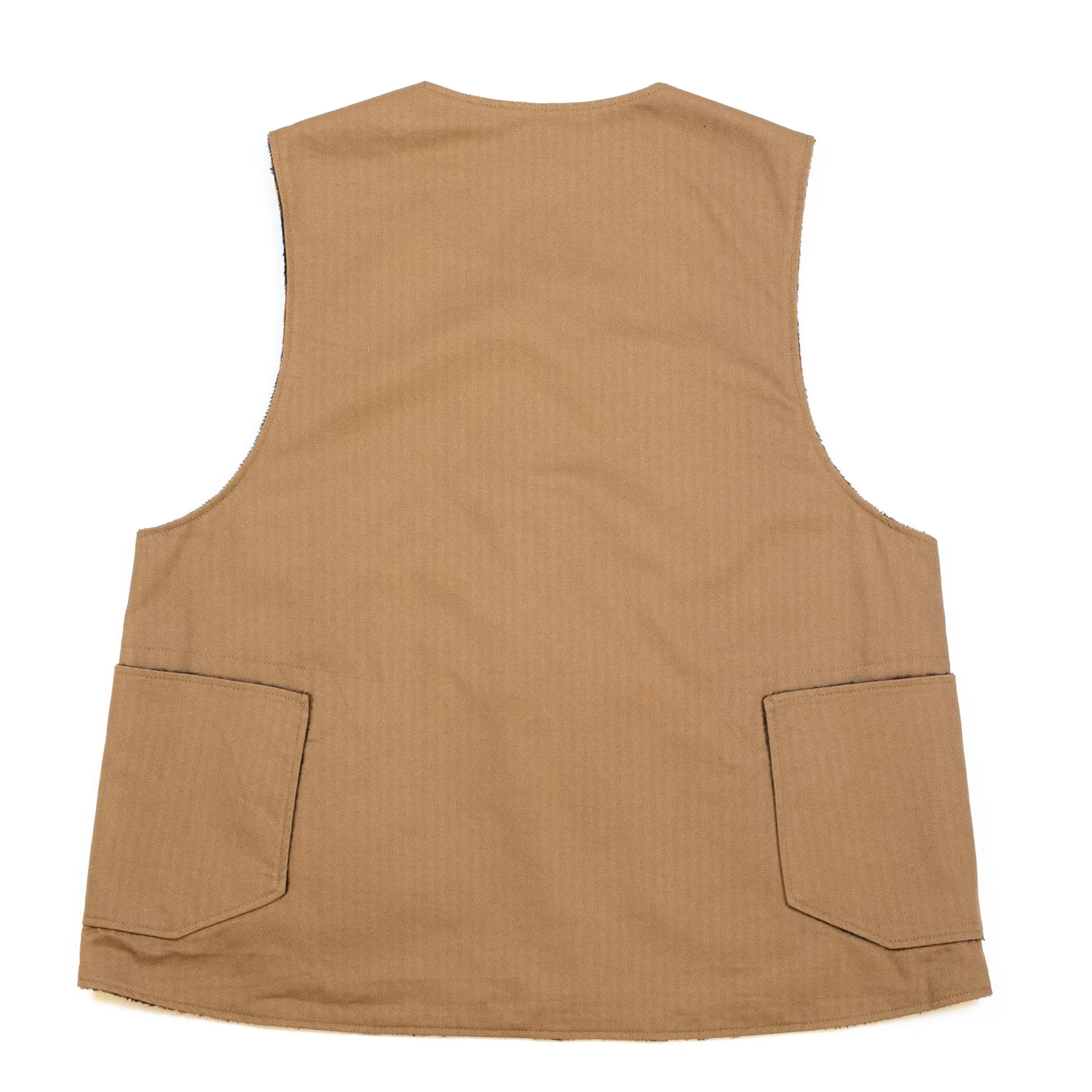 Engineered Garments Over Vest Brown Cotton Herringbone Twill