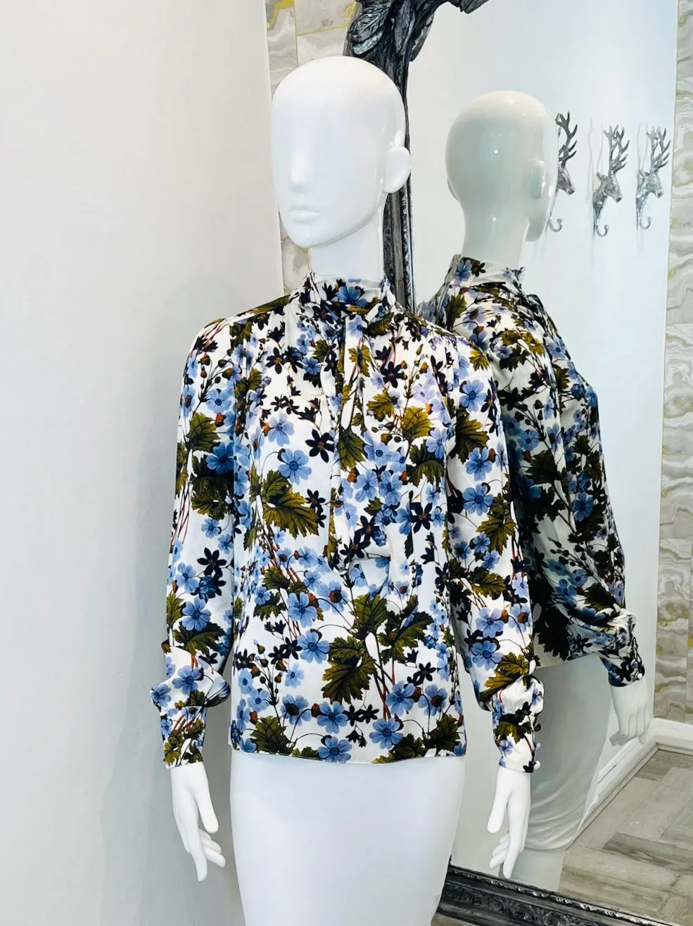 Erdem Floral Tie Neck Top. Size S