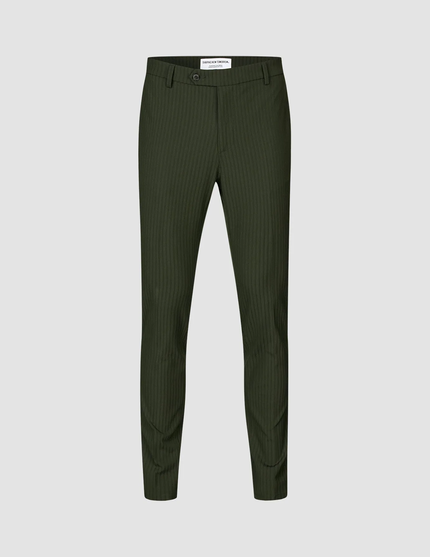 Essential Suit Pants Slim Moss Green Pinstripe