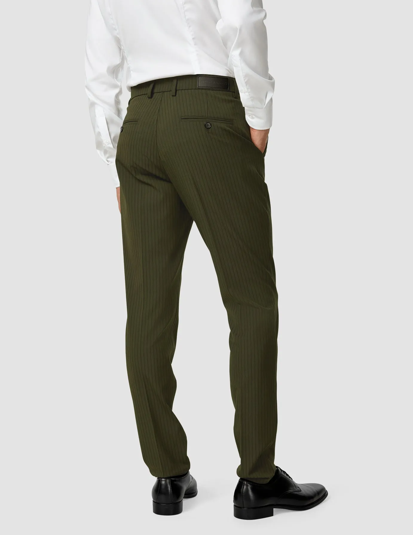 Essential Suit Pants Slim Moss Green Pinstripe