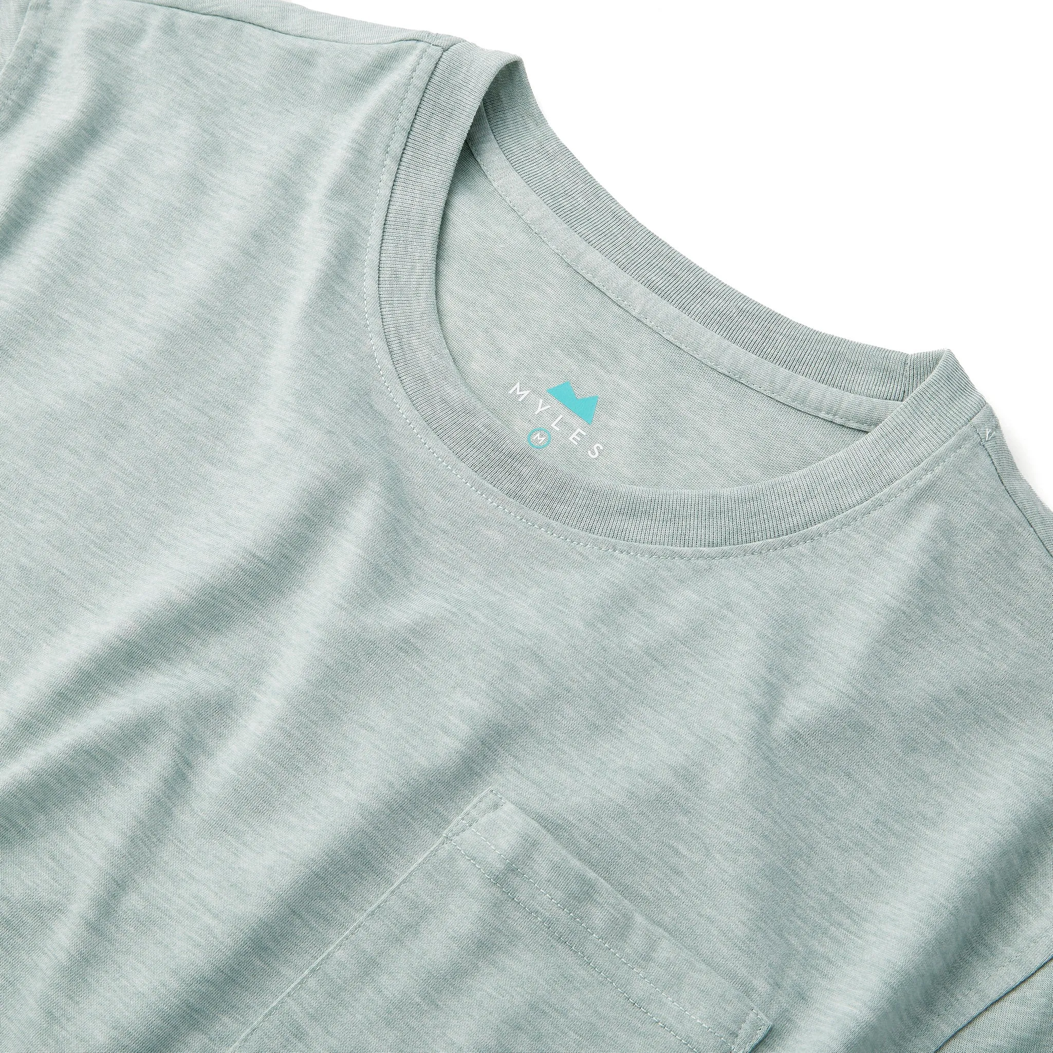 Everyday Tee with Pocket in Heather Gray Green