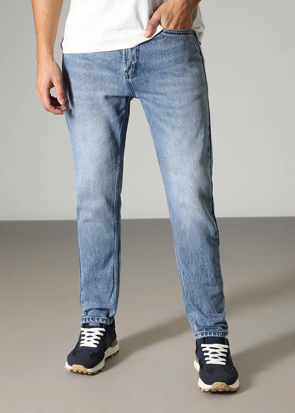 Faded Blue Straight Fit Jeans