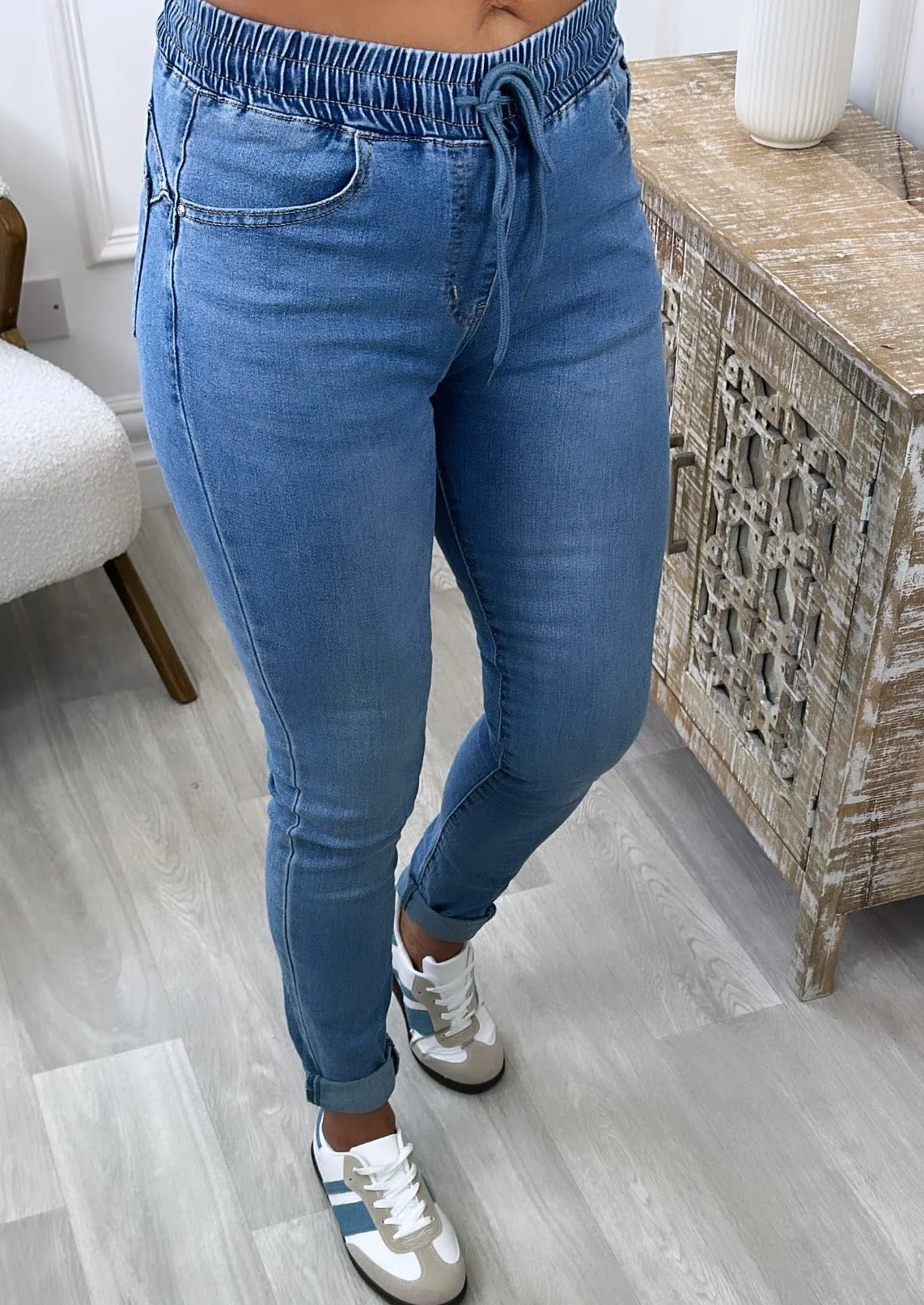 Fiona Blue High Waisted Skinny Jeans