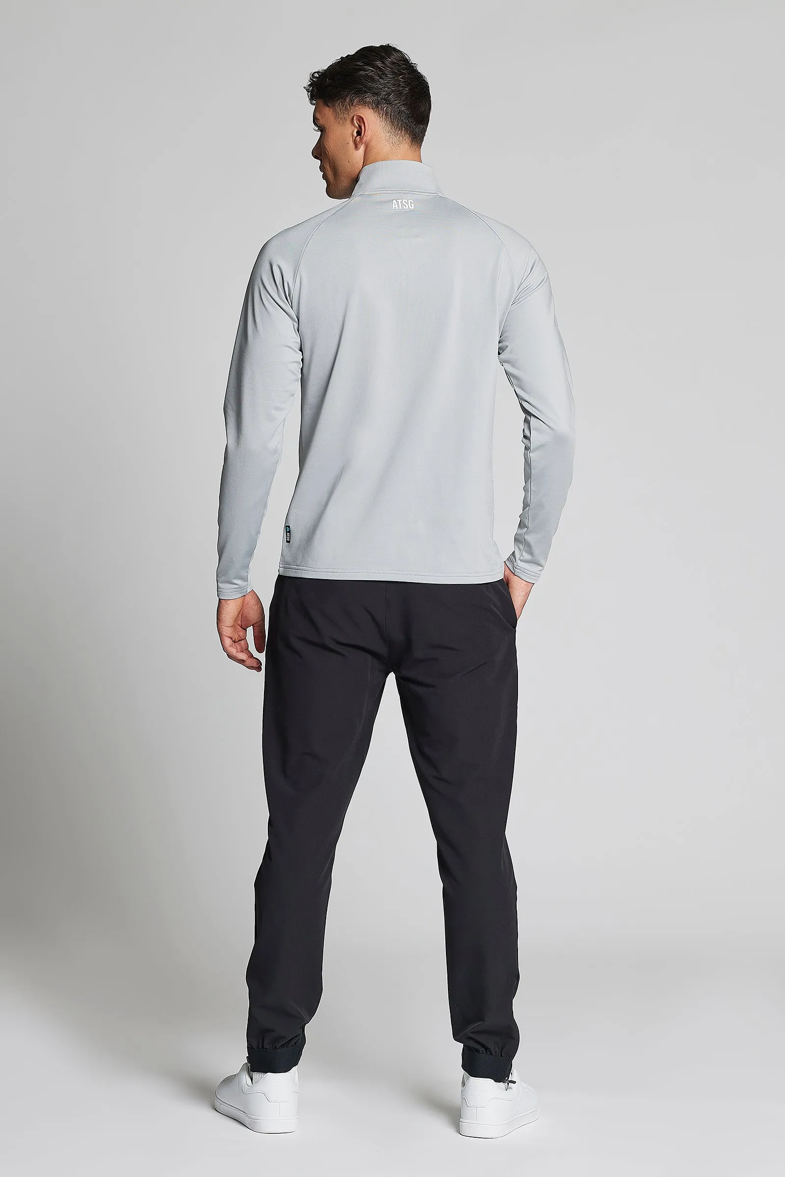 Fleece Back Slim Fit 1/4 Zip Top - Driver Grey