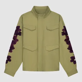 Flower Embroidery Jacket - Olive Green