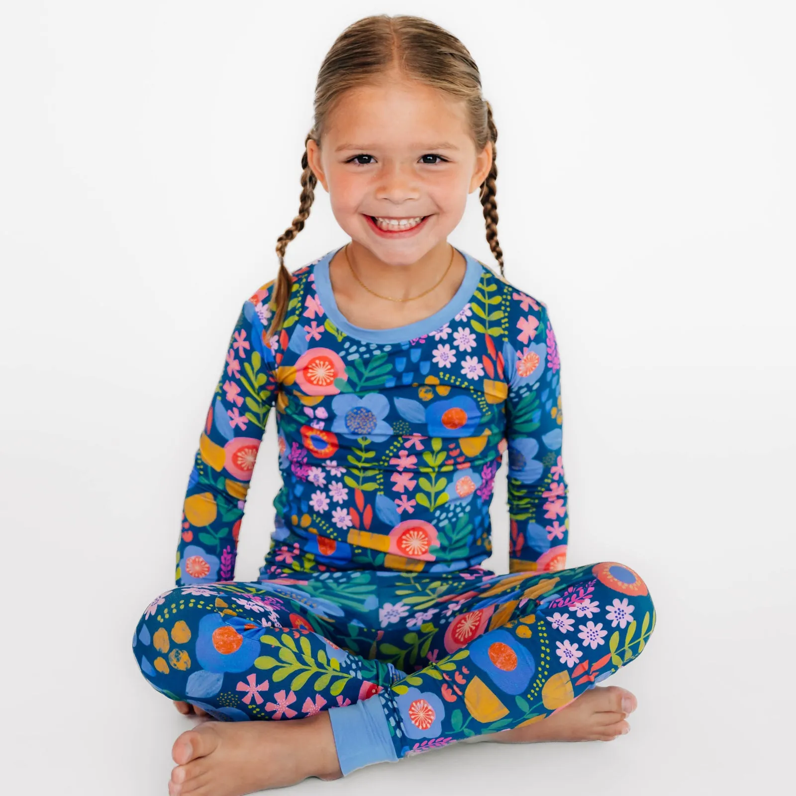 Folk Floral Two-Piece Pajama Set