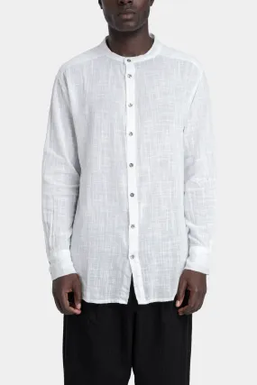 Gauze cotton Korean collar shirt, White