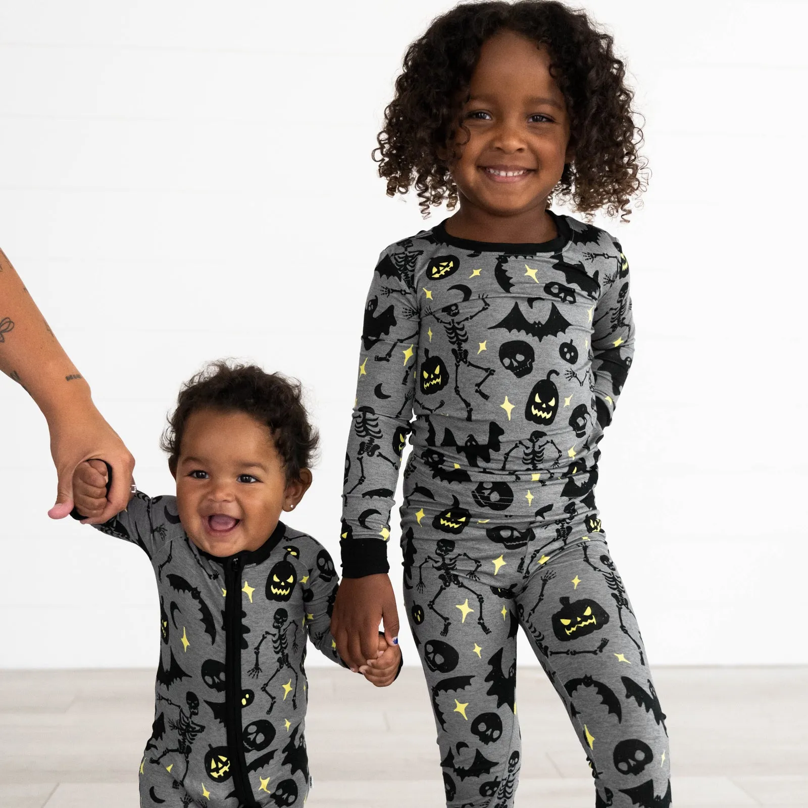 Gray Glowing Ghouls Two-Piece Pajama Set