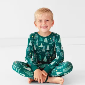 Green Twinkling Trees Two-Piece Pajama Set