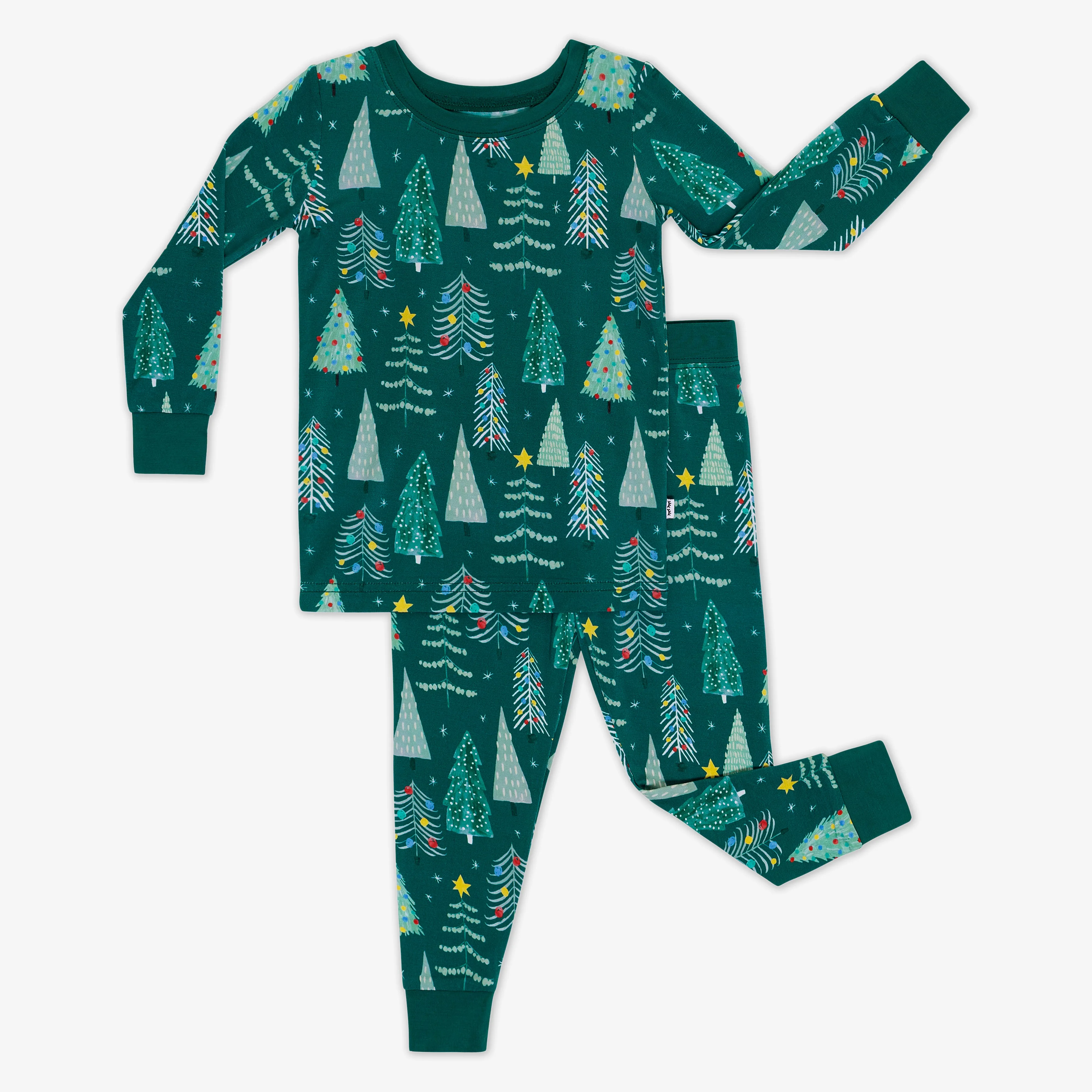 Green Twinkling Trees Two-Piece Pajama Set