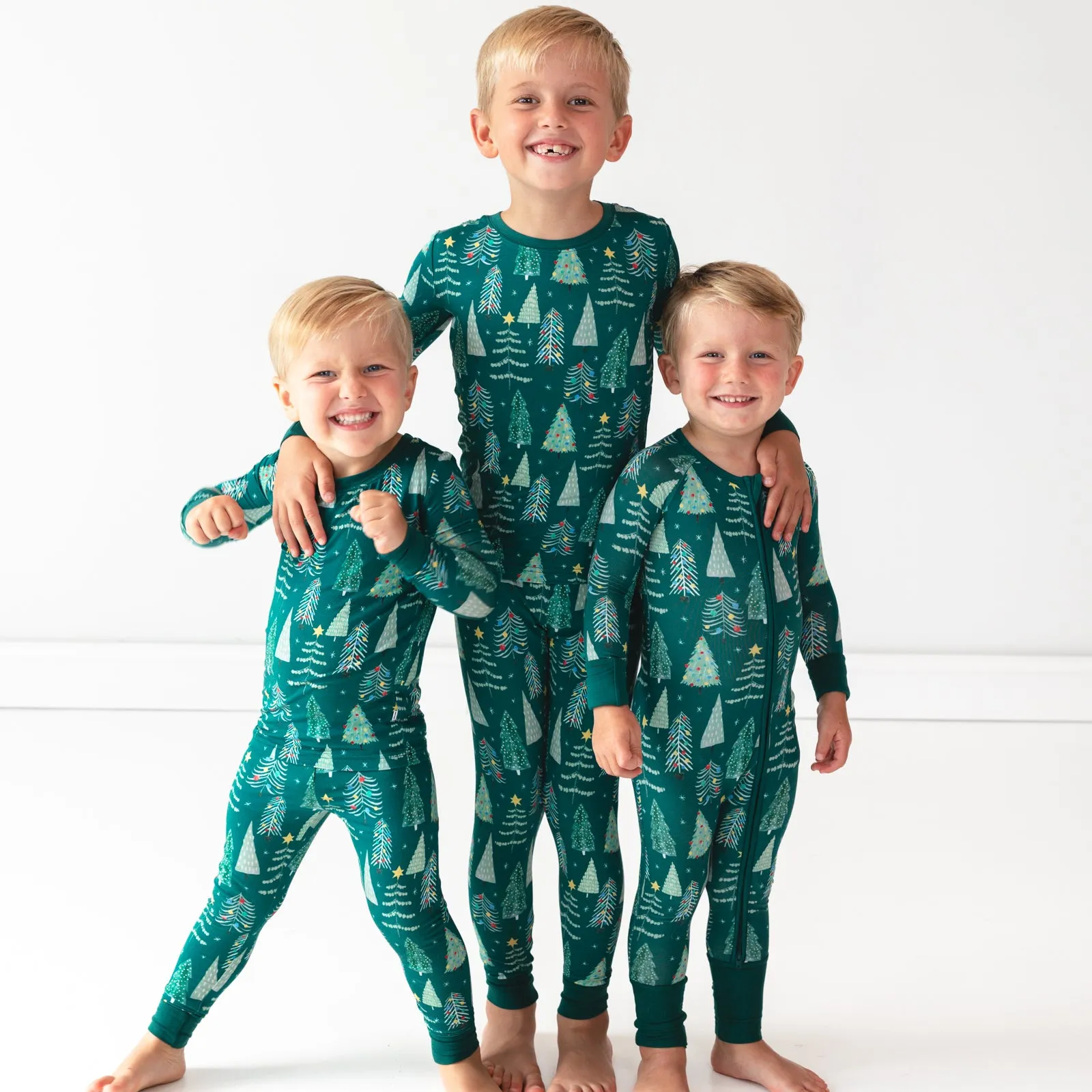 Green Twinkling Trees Two-Piece Pajama Set