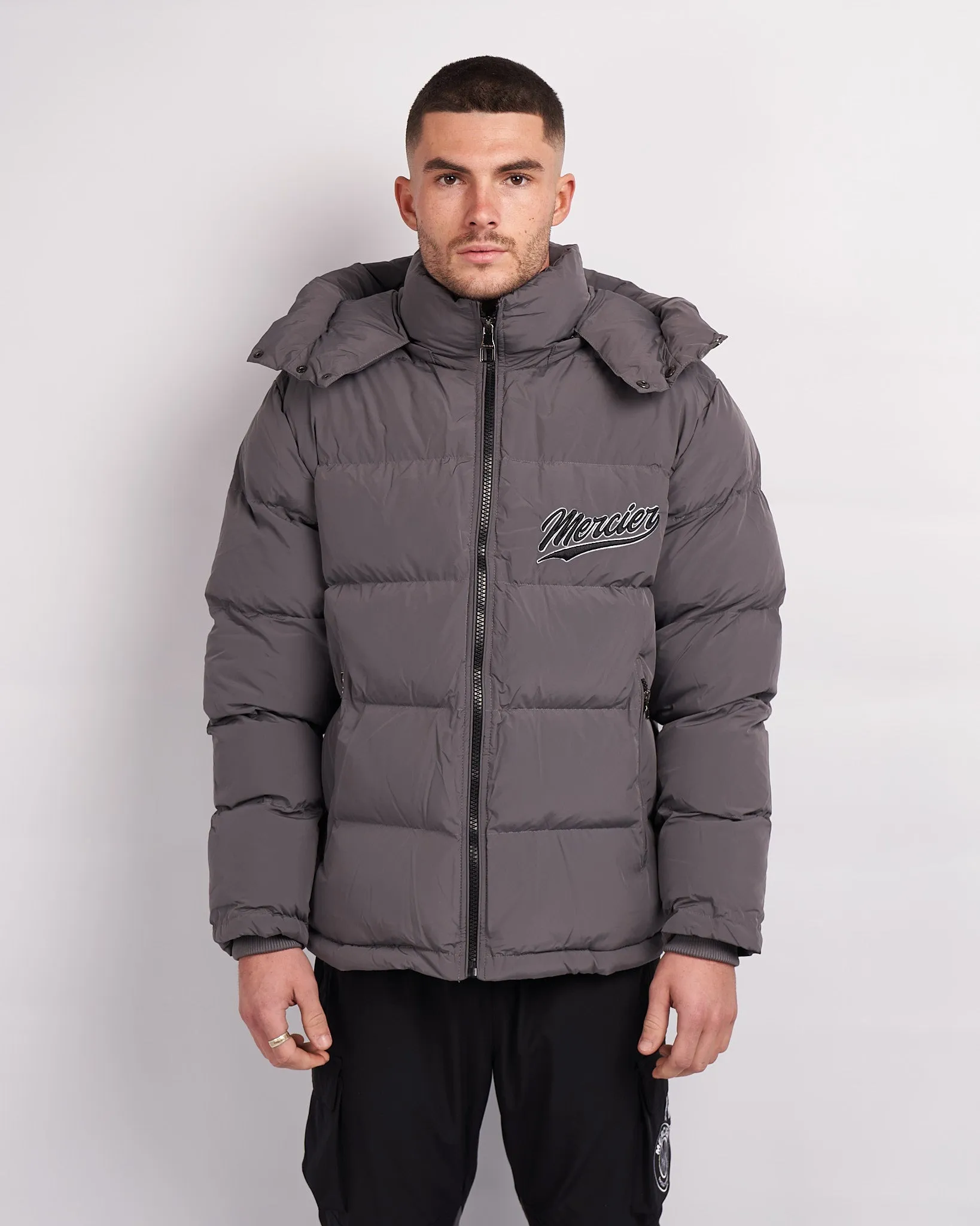 Grey Black Teams Puffer Jacket