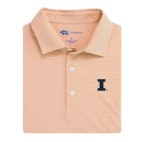 Hairline Stripe Illinois Printed Performance Polo - Orange