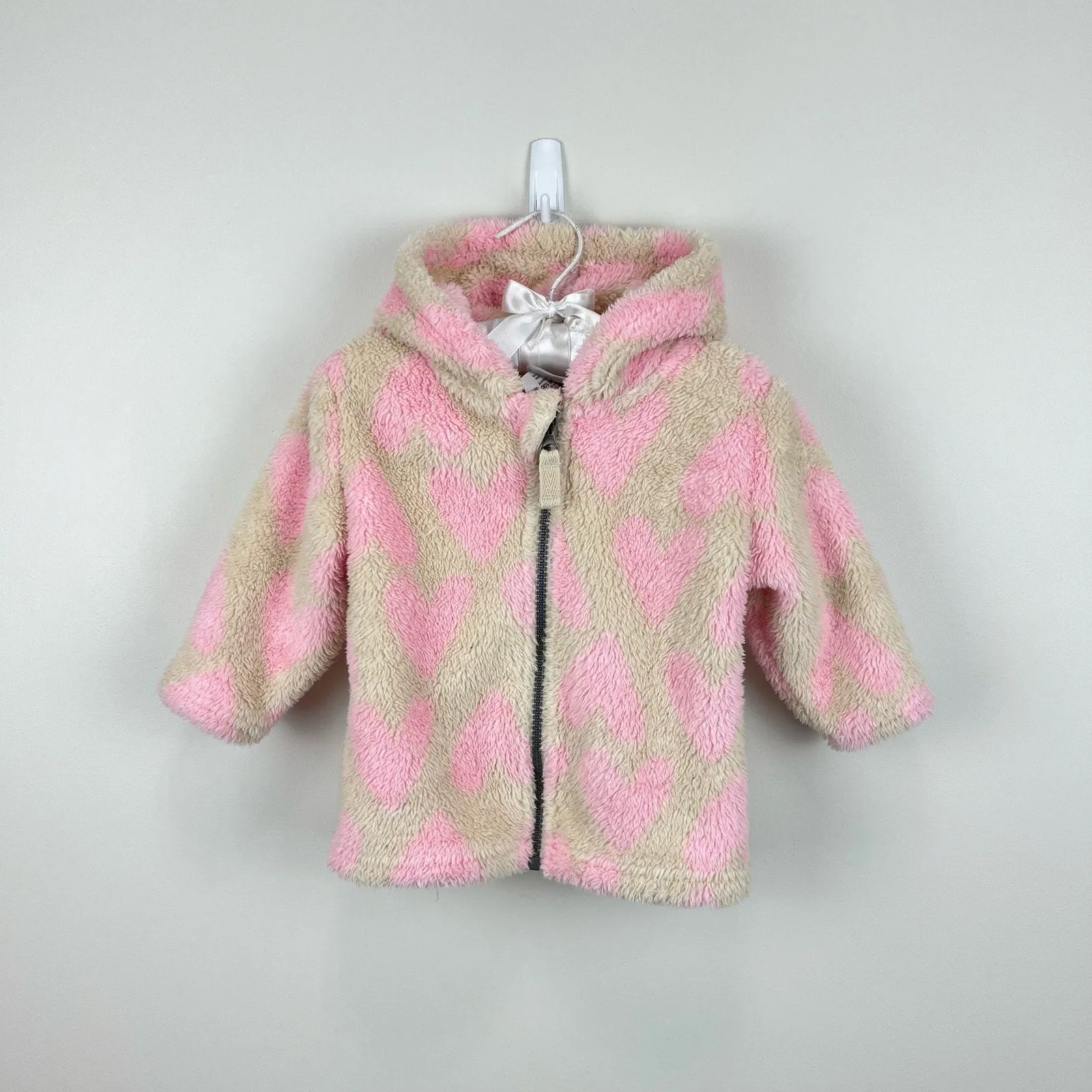 Hanna Andersson Baby Marshmallow Jacket Light Oat Hearts 75 cm 12-18 Months