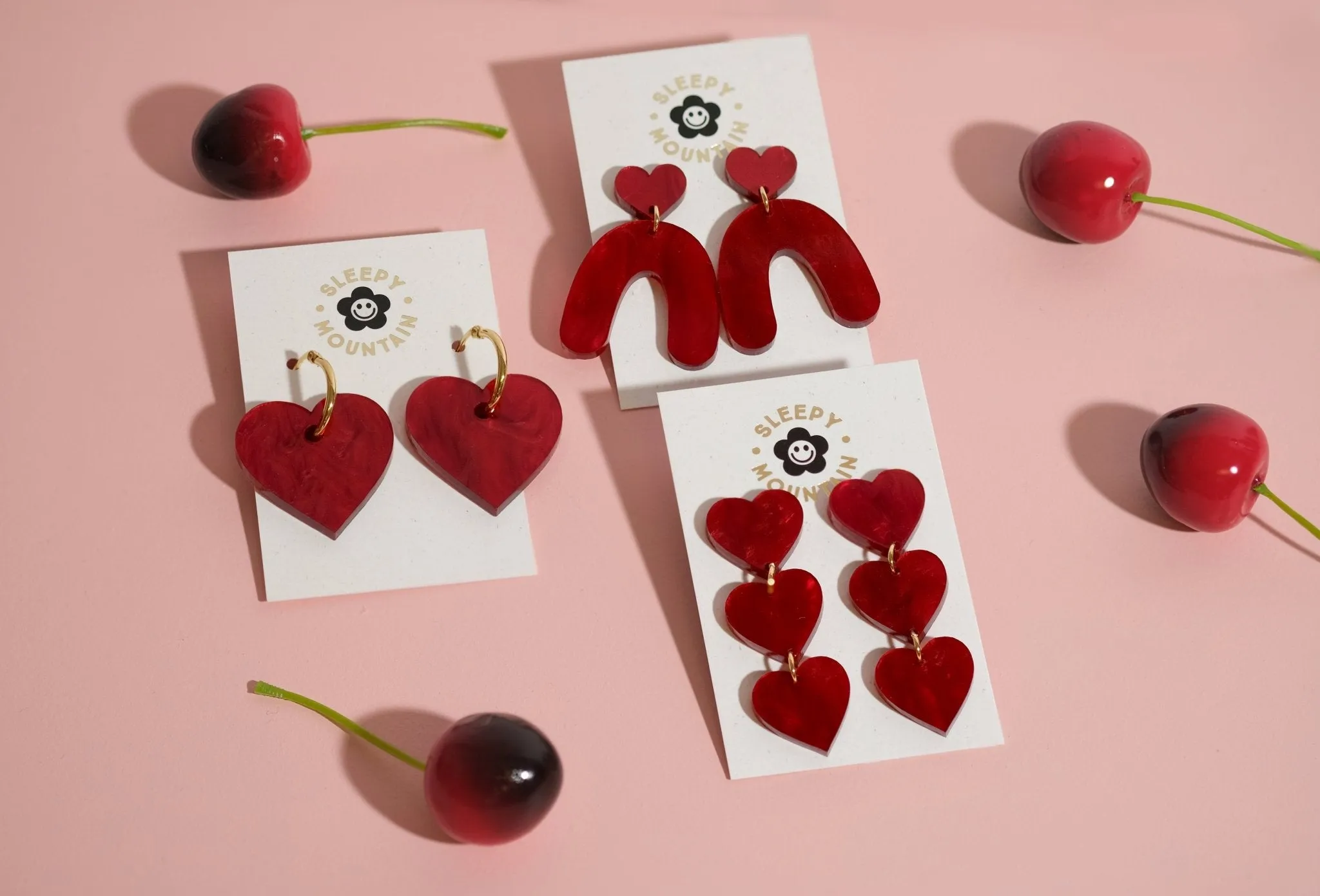 Heart Hoop Earrings in Love Potion