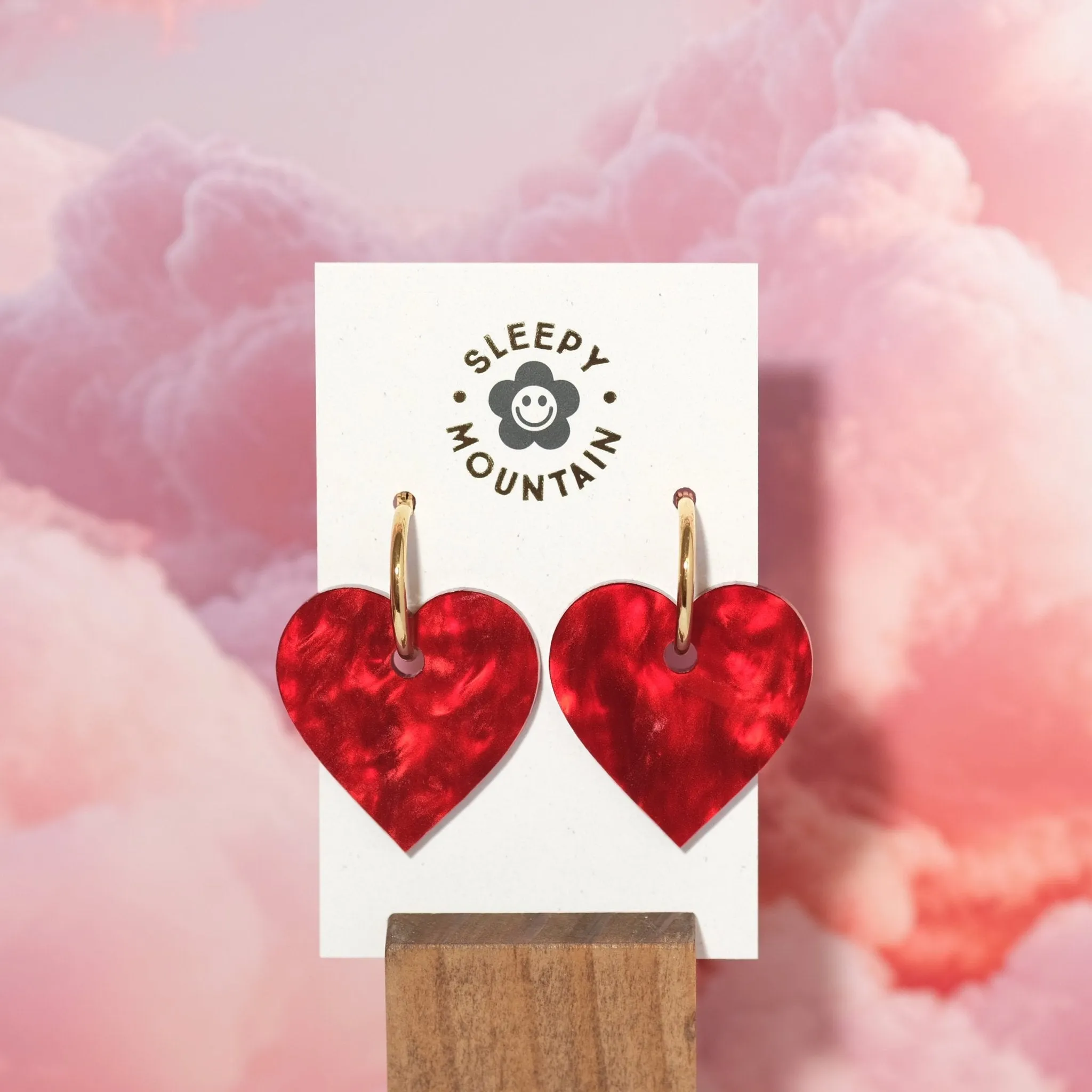 Heart Hoop Earrings in Love Potion