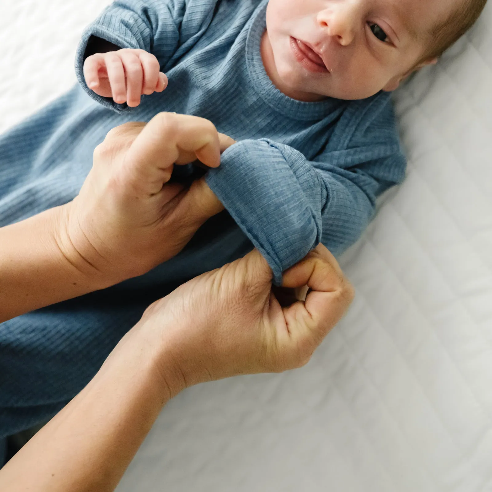 Heather Blue Ribbed Infant Gown