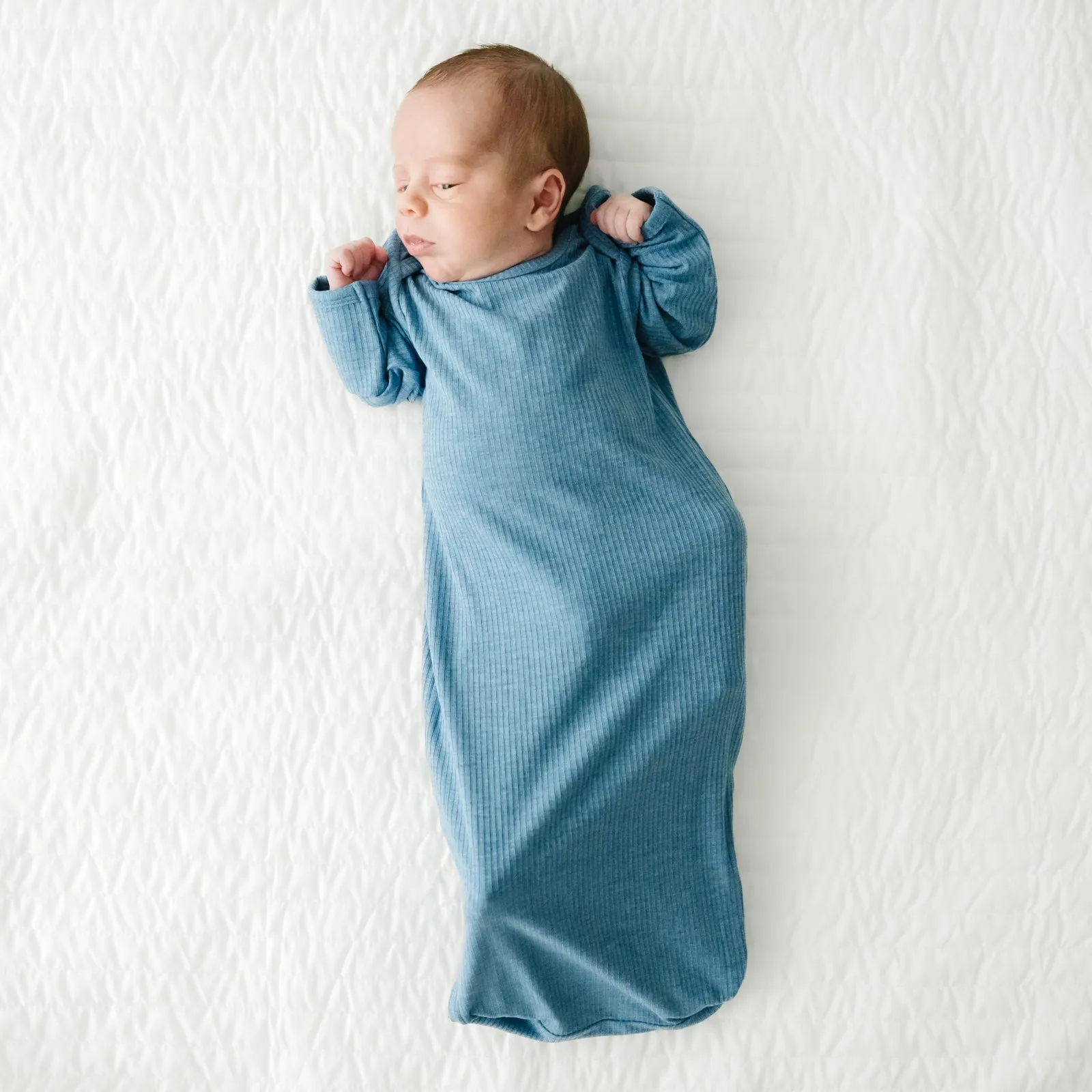 Heather Blue Ribbed Infant Gown