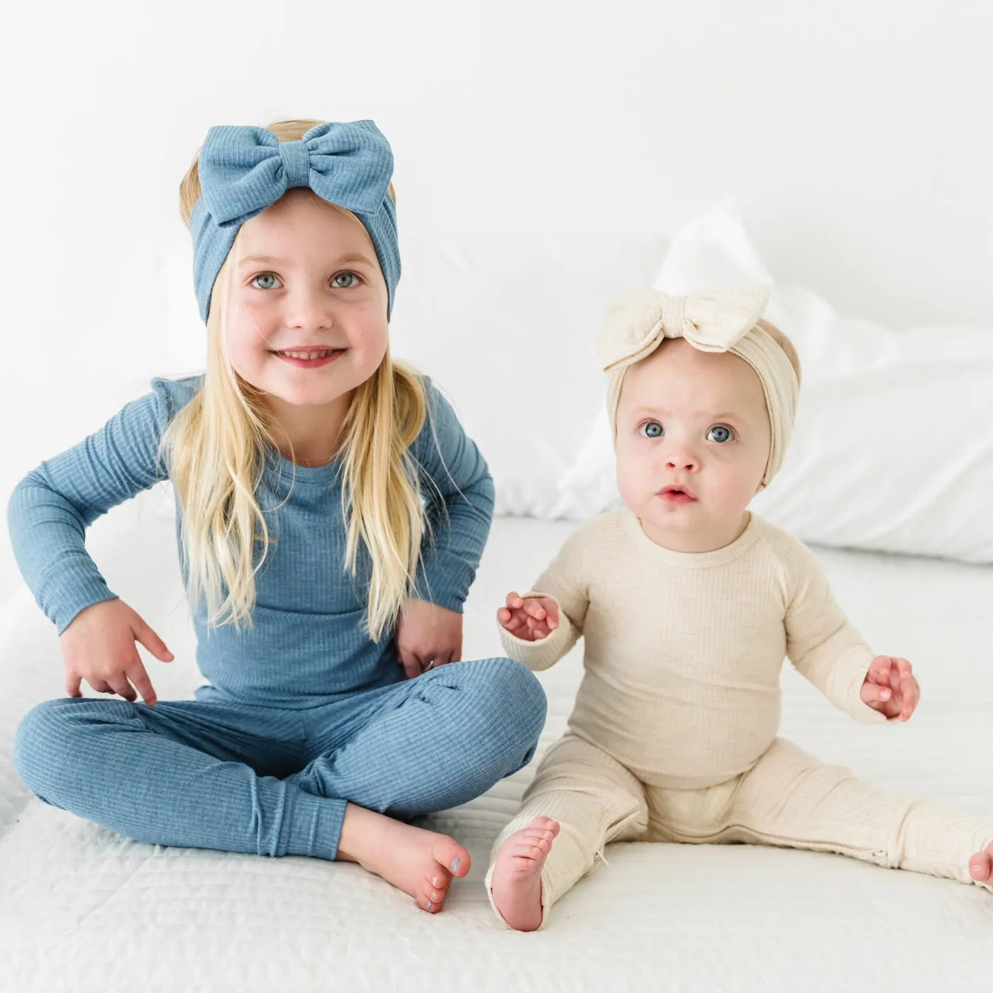 Heather Blue Ribbed Two-Piece Pajama Set