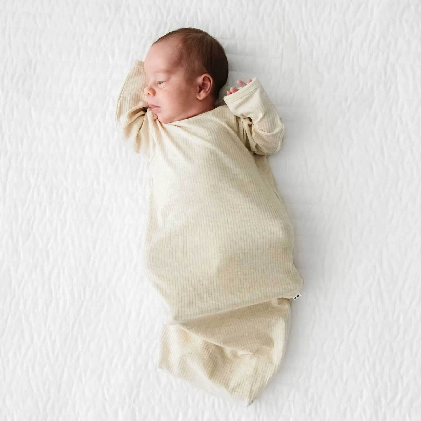 Heather Oatmeal Ribbed Infant Gown