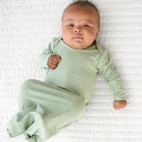 Heather Sage Ribbed Infant Gown