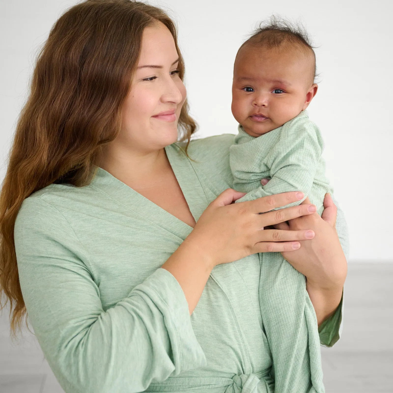 Heather Sage Ribbed Infant Gown