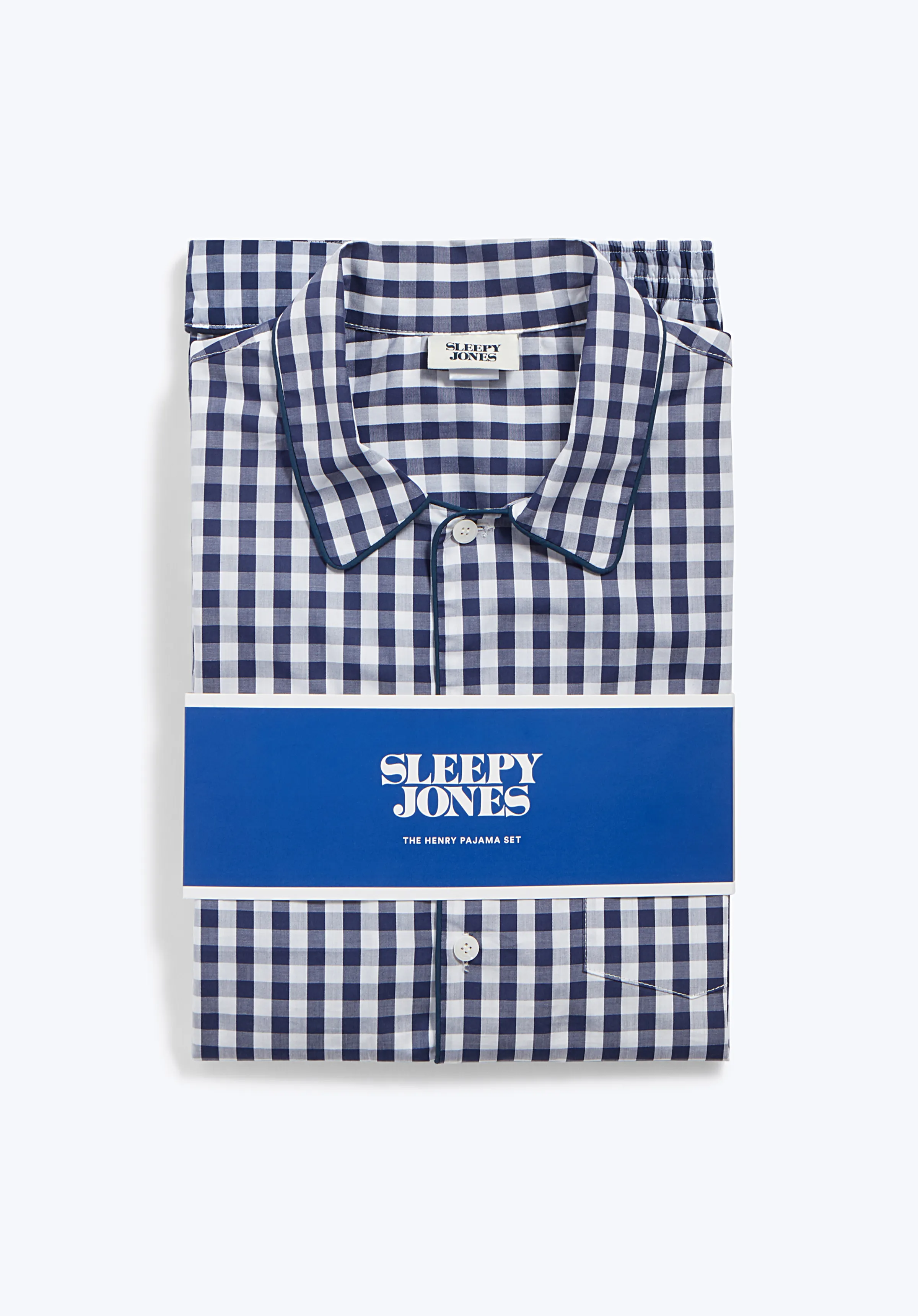 Henry Pajama Set in Large Navy Gingham