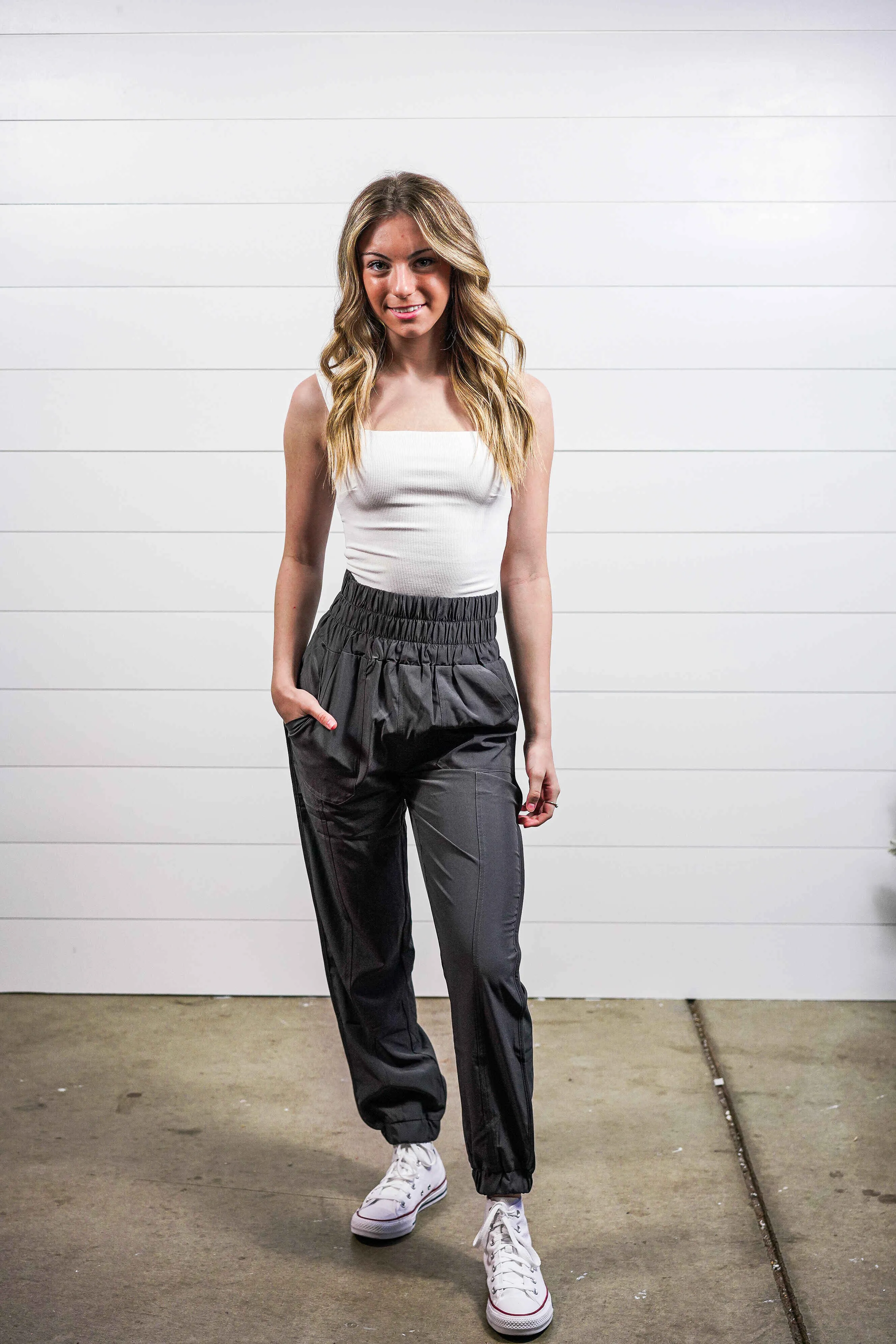 High Waisted Joggers (Charcoal)