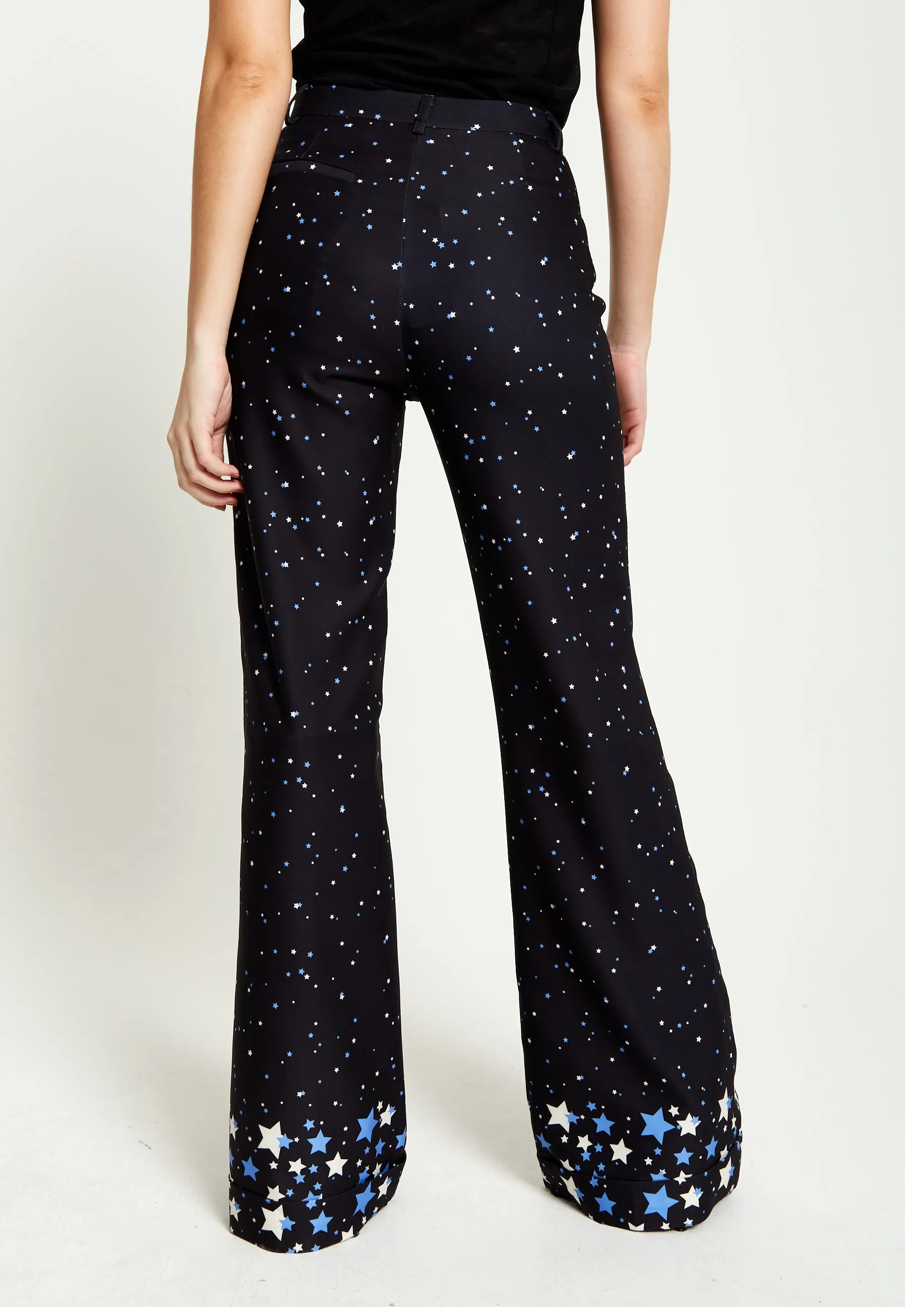 House Of Holland Star Print Trousers In Black