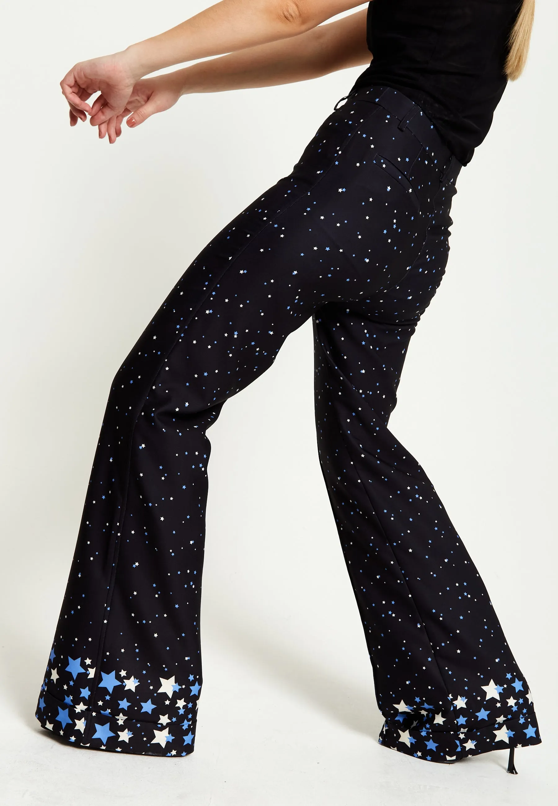 House Of Holland Star Print Trousers In Black