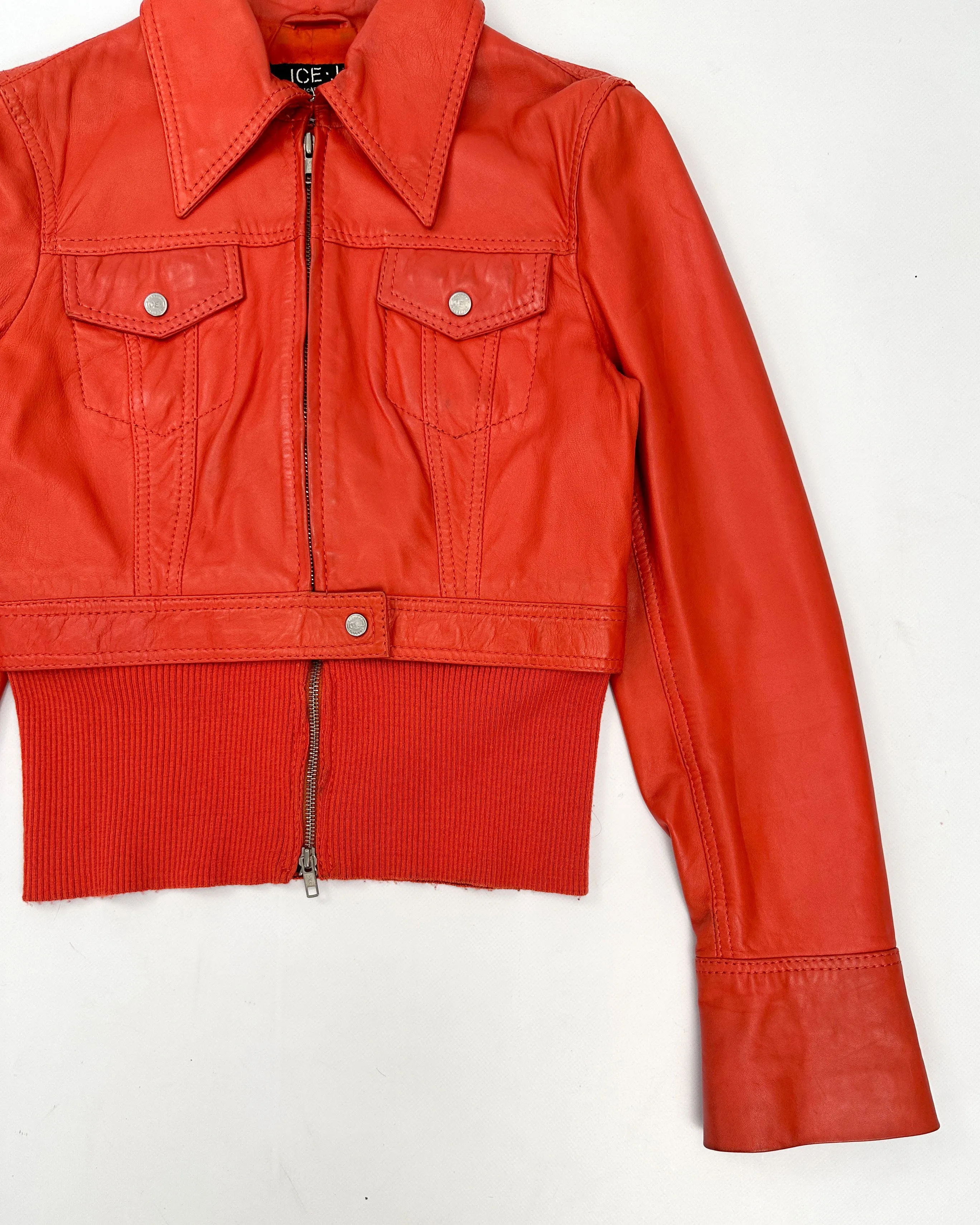 Ice J by Iceberg Red Leather Jacket 2000's