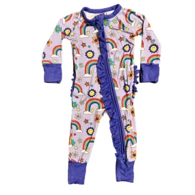 It's All Flowers and Rainbows Convertible Footies with Ruffle