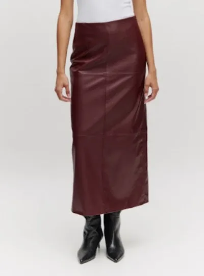 JELLA PU SKIRT - BURGUNDY