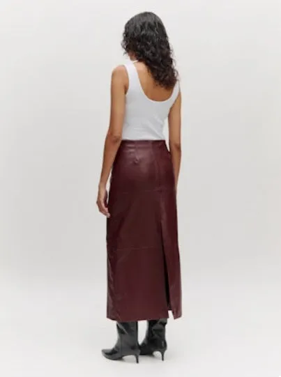 JELLA PU SKIRT - BURGUNDY