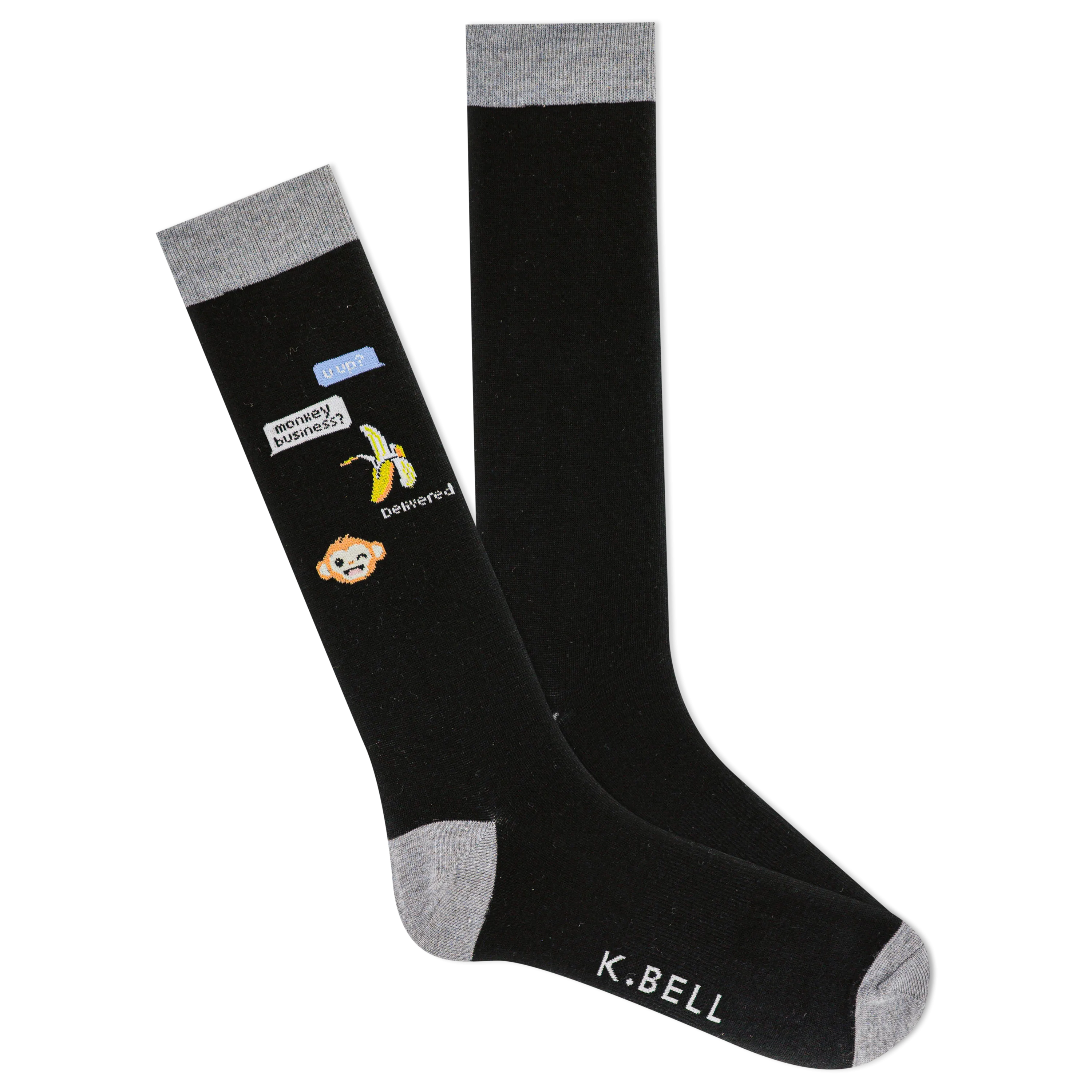 K.Bell Men's Monkey Business Text Crew Sock