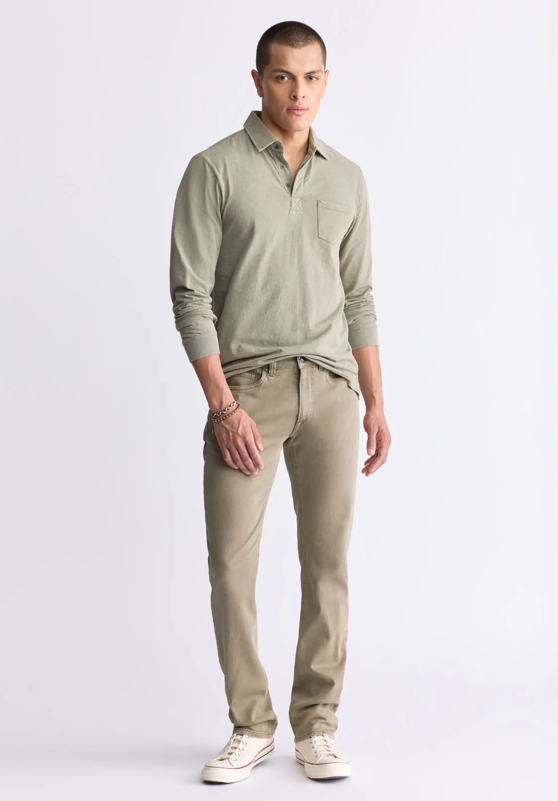 Kimmy Men's Long-Sleeve Polo with Pocket, Rain Forest - BM24378