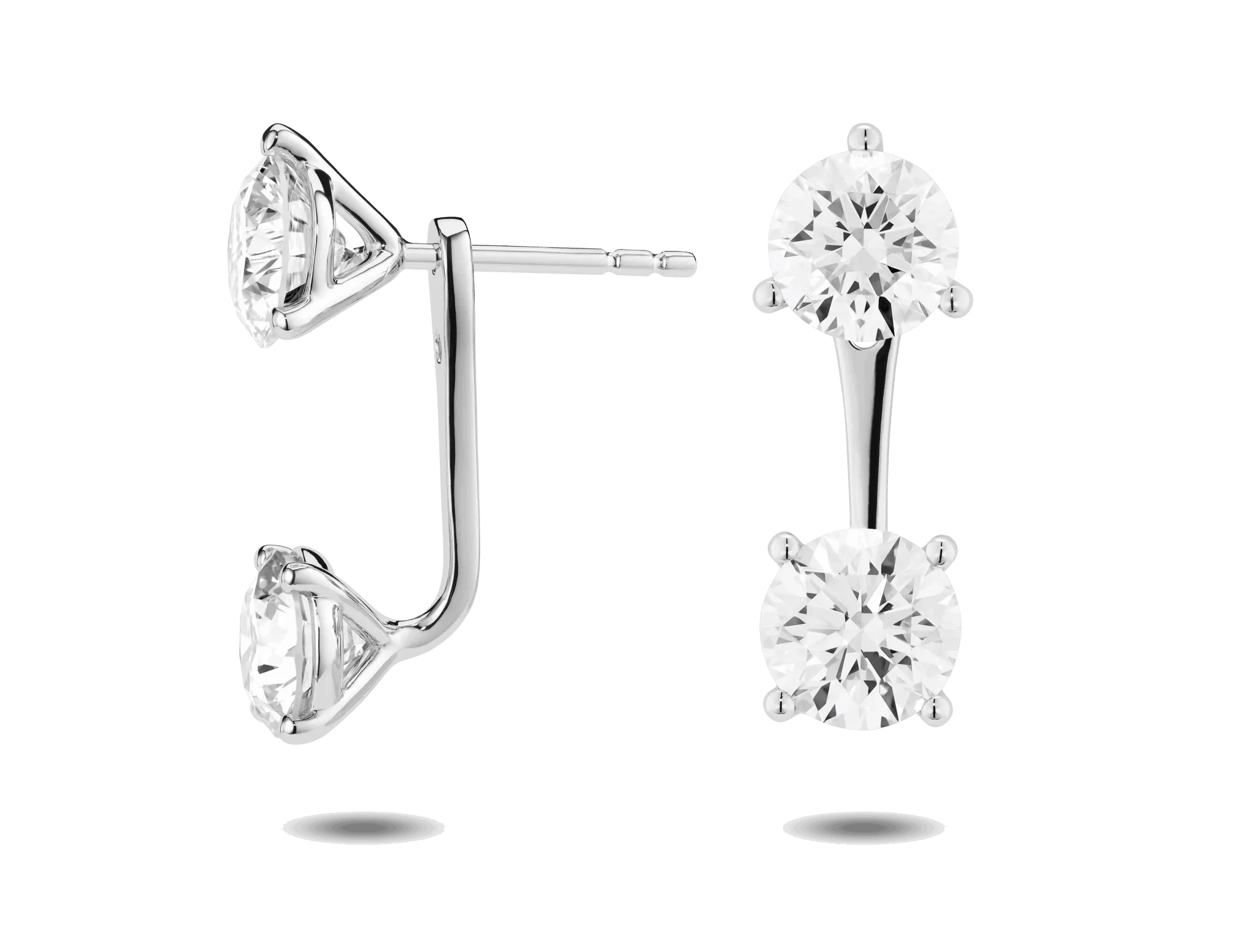 Lab-Grown Diamond 2ct. tw. Round Brilliant Solitaire Ear Jacket Earrings | White