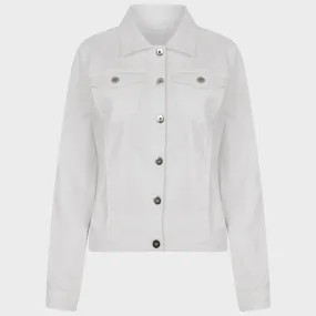 Ladies White Stretch Denim Jacket