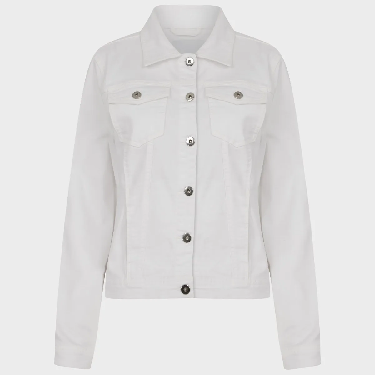 Ladies White Stretch Denim Jacket