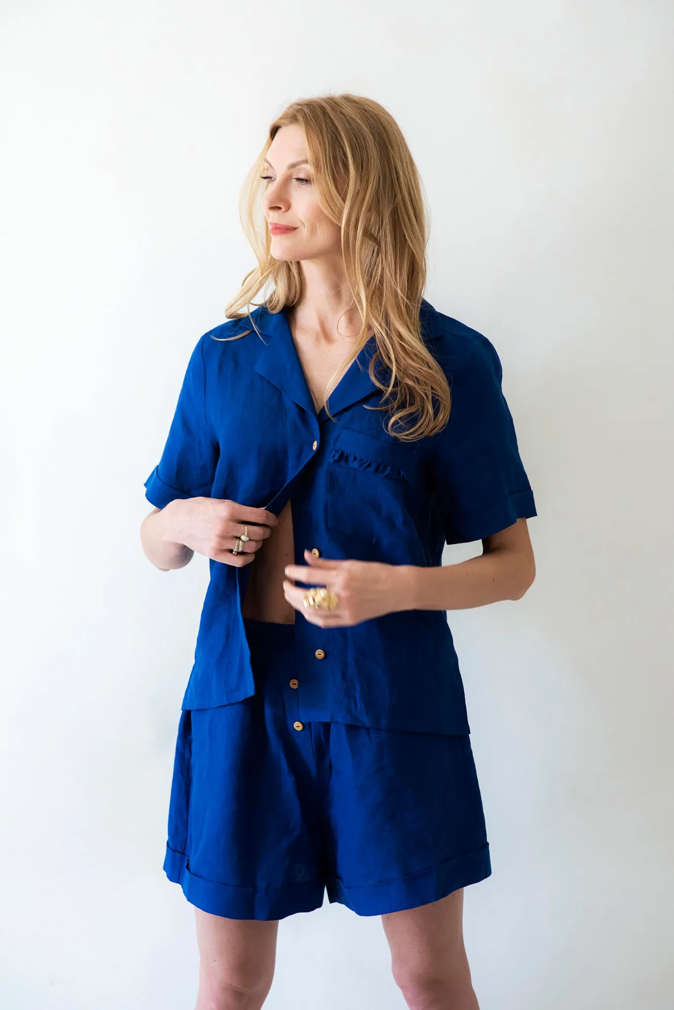 Linen two-piece suit "Sophisticated" (Royal blue)