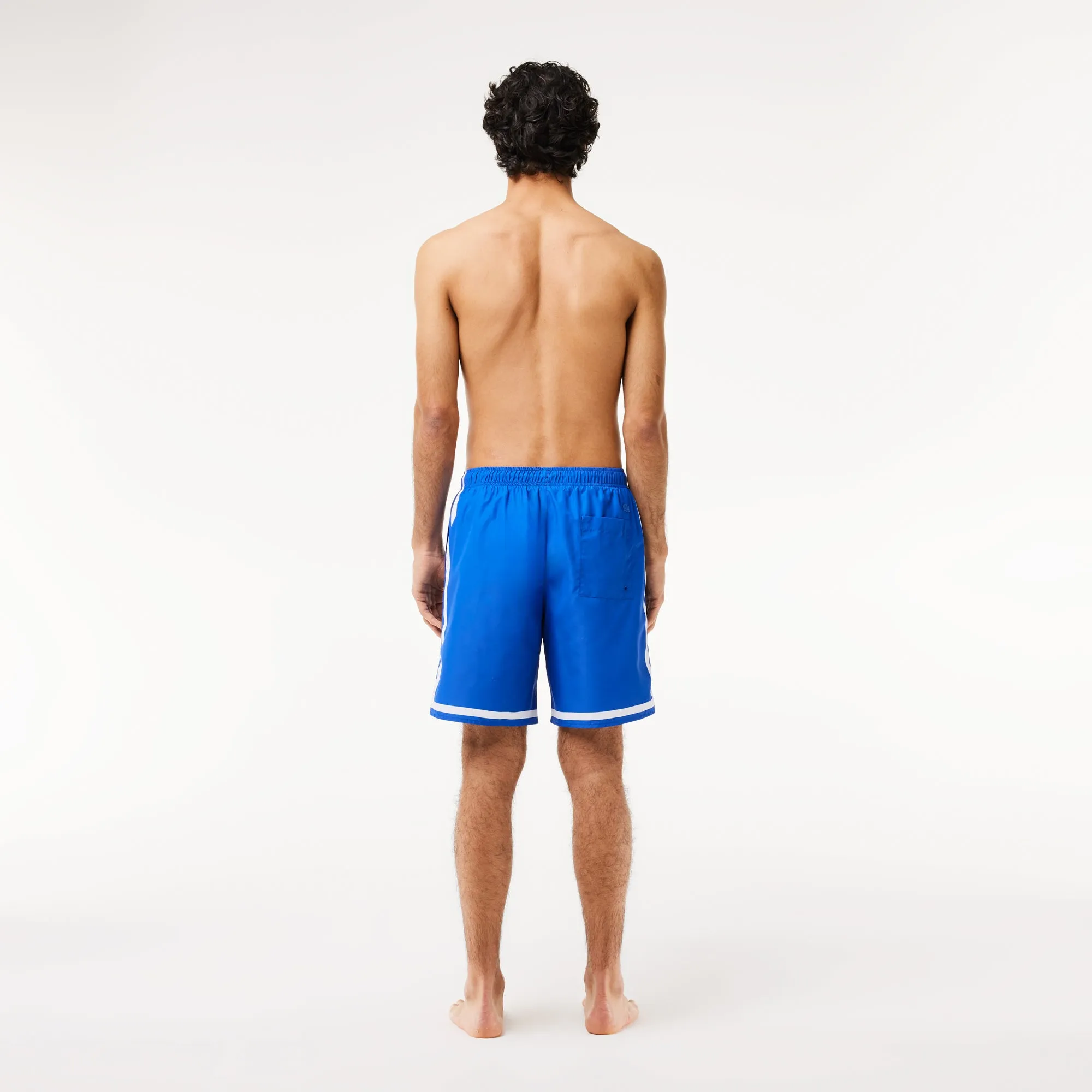 Long Lacoste Print Swim Trunks